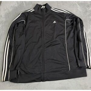Vintage Y2K Adidas Men's Full Zip Track Jacket Size 2XL Black 3 Stripe